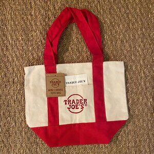 Trader Joe's Mini Canvas Tote Bag RED